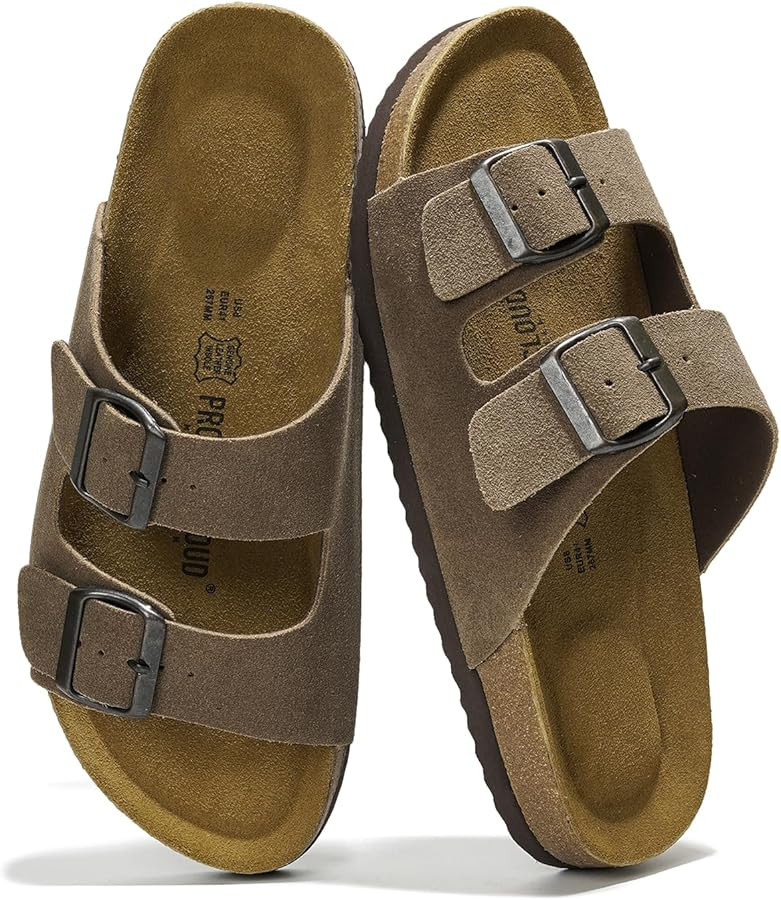 Project Cloud Genuine Leather Mens Sandals with Memory Foam Natural Cork Footbed Slides for Men F... | Amazon (US)