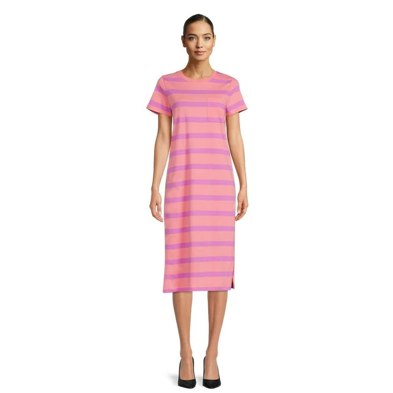 Time and Tru Women's T-Shirt Midi Dress | Walmart (US)