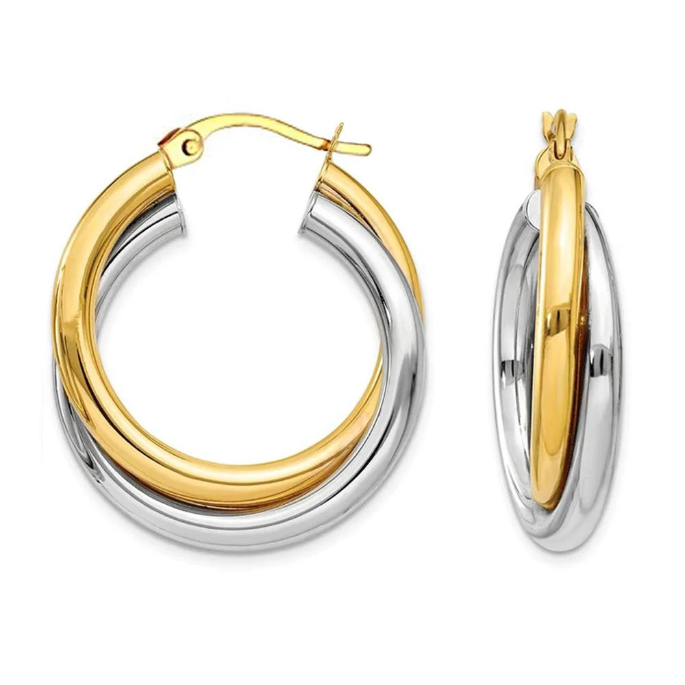 LeCalla 925 Sterling Silver Two Tone Click Top Intertwining Round Hoop Earrings for Women and Tee... | Walmart (US)