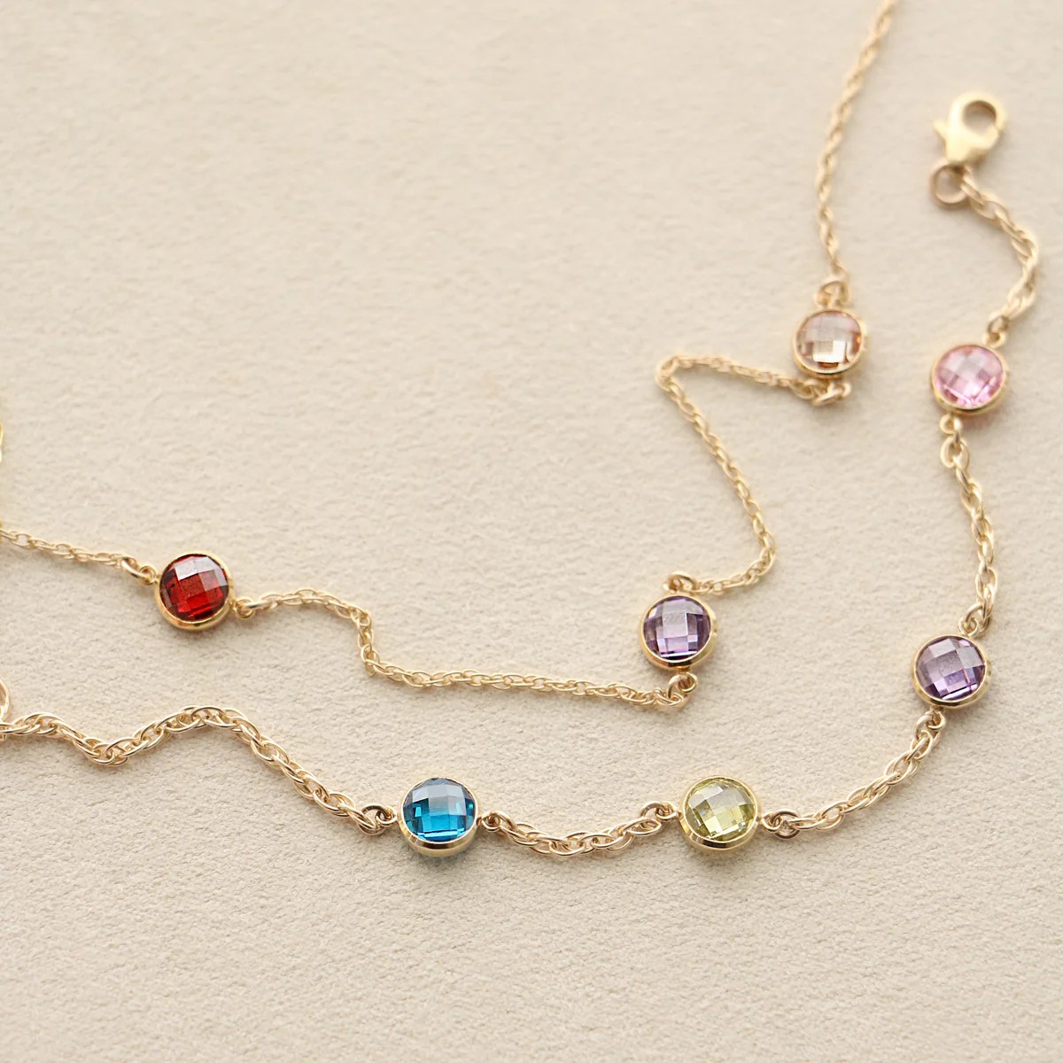 checkered birthstone necklace { gold } | Chic Mama Jewelry