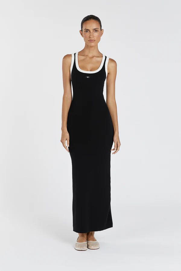 SIGNATURE BLACK CONTRAST MIDI DRESS | DISSH