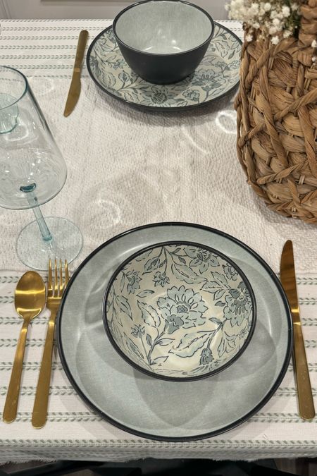 Better homes and gardens plastic indoor outdoor dining set. Includes Olive, green floral, print and solids in plates, balls, serving dishes, and cups.

#LTKhome #LTKfamily