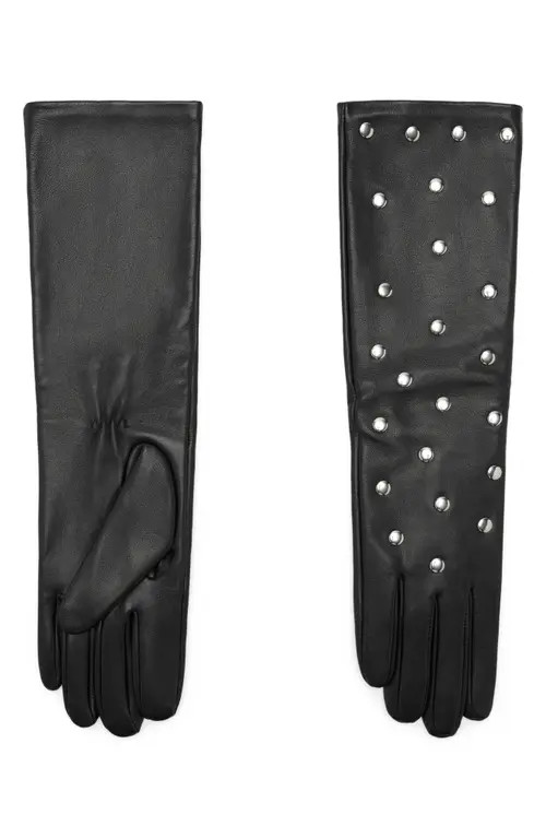MANGO Studded Leather Gloves in Black at Nordstrom, Size Small | Nordstrom