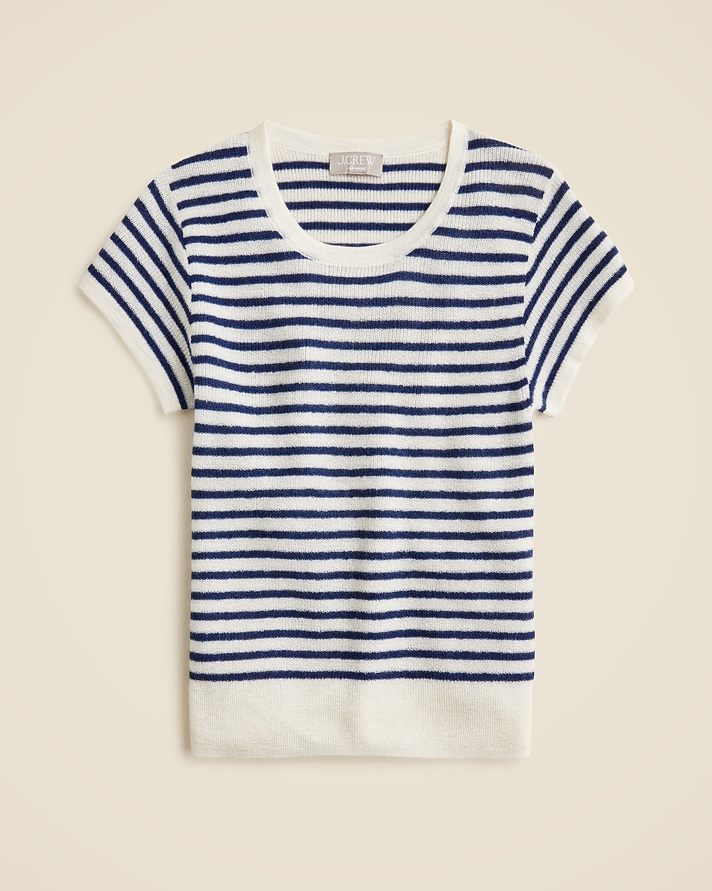Ribbed featherweight cashmere T-shirt in stripe | J. Crew US