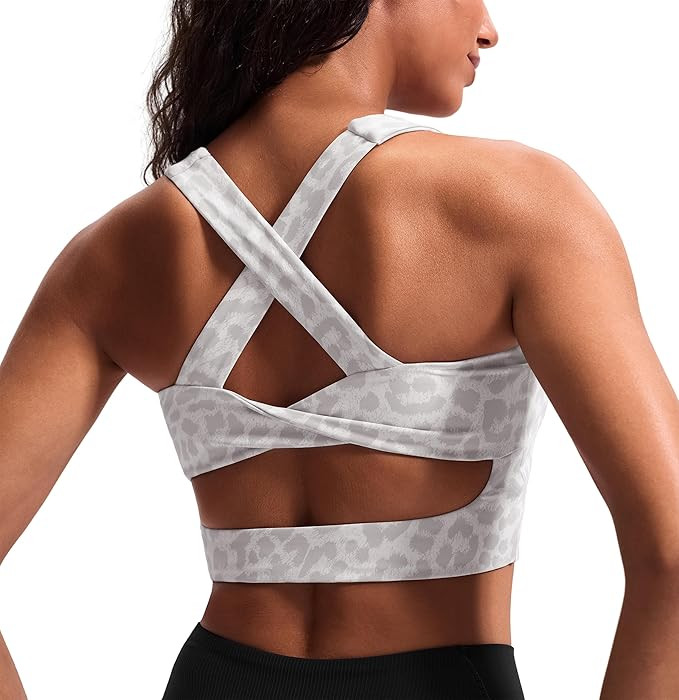 Sports Bras for Women Criss-Cross Back Padded Workout Tank Tops Medium Support Crop Tops for Wome... | Amazon (US)