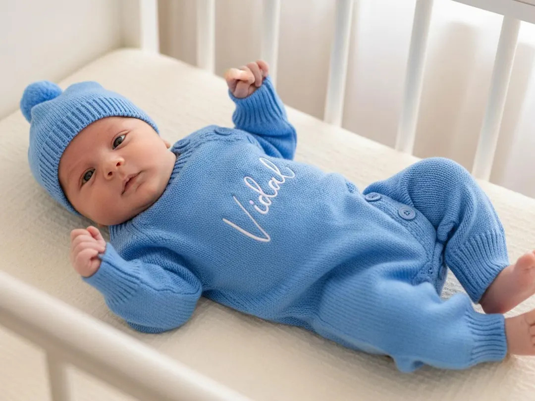 Personalized Embroidered Baby Romper Set: Newborn Cotton Knit Bodysuit & Hat - Etsy | Etsy (US)