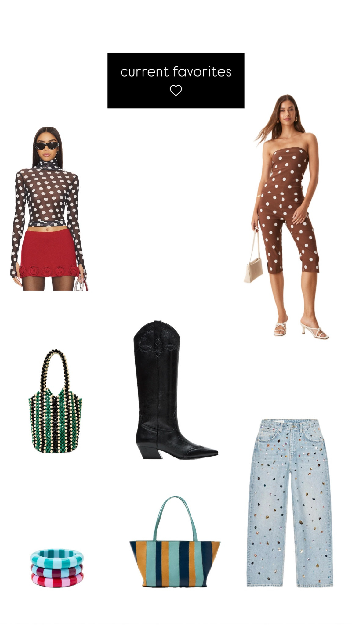 polka dot top: @revolve 
polka dot set: @asos
boots: @stevemadden 
pants/purse: @zara