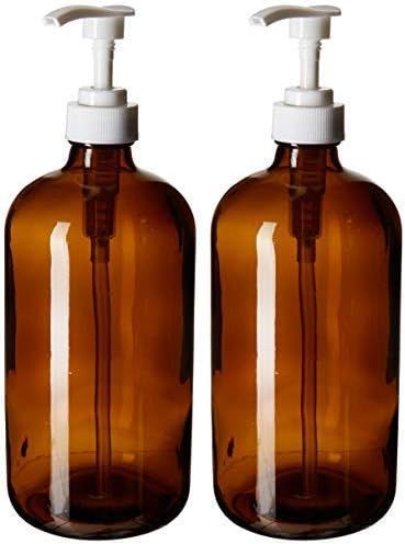 32-Ounce Large Amber Glass Boston Round Bottles w/Pumps. Great for Lotions, Soaps, Oils, Sauces b... | Amazon (US)