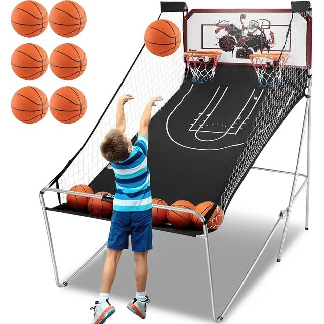 Foldable Arcade Basketball Game for Kids, BTMWAY Dual Shot Electronic Basketball Hoop Indoor, Pin... | Walmart (US)