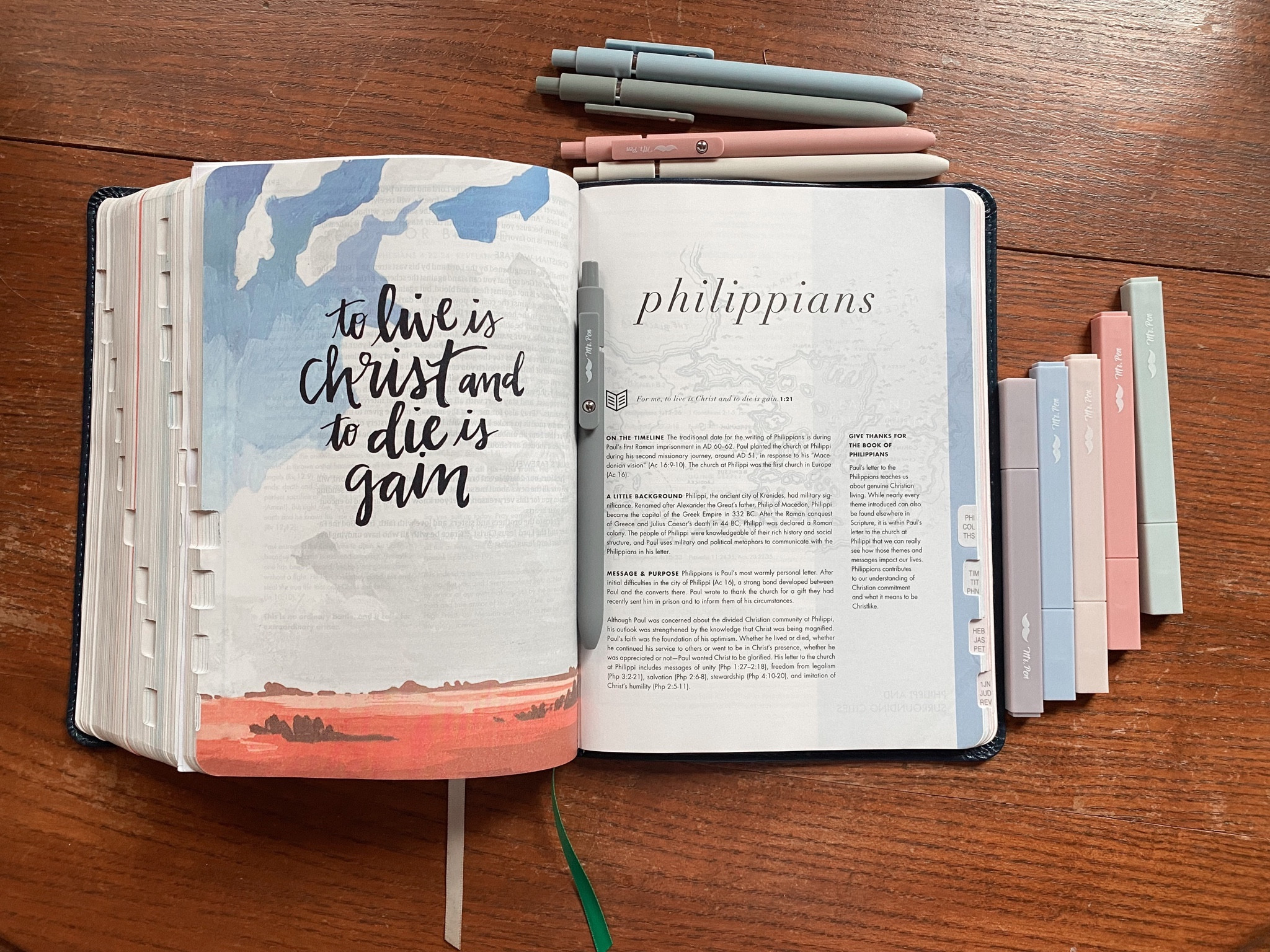 Women's Bible + pens + highlighters✝️
My Bible has the tabs on the sides to find the books easily. It has space on the side of pages for notes. And it has pretty scripture art at the beginning of each book.📖
These are Mr. Pen Bible highlighters and pens that will not bleed through!✍🏼

#LTKFindsUnder50 #LTKGiftGuide