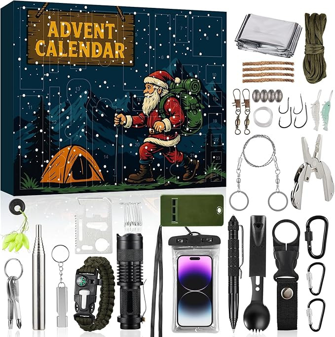 Survival Kit Advent Calendar 2025 Adults Men Teen Boys, 24 Day Christmas Countdown Calendar for F... | Amazon (US)