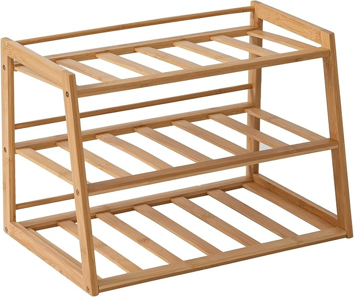 Honey-Can-Do 3-Tier Bamboo Water Bottle Organizer Rack - Stackable, Natural Wood Storage for Cabi... | Amazon (US)