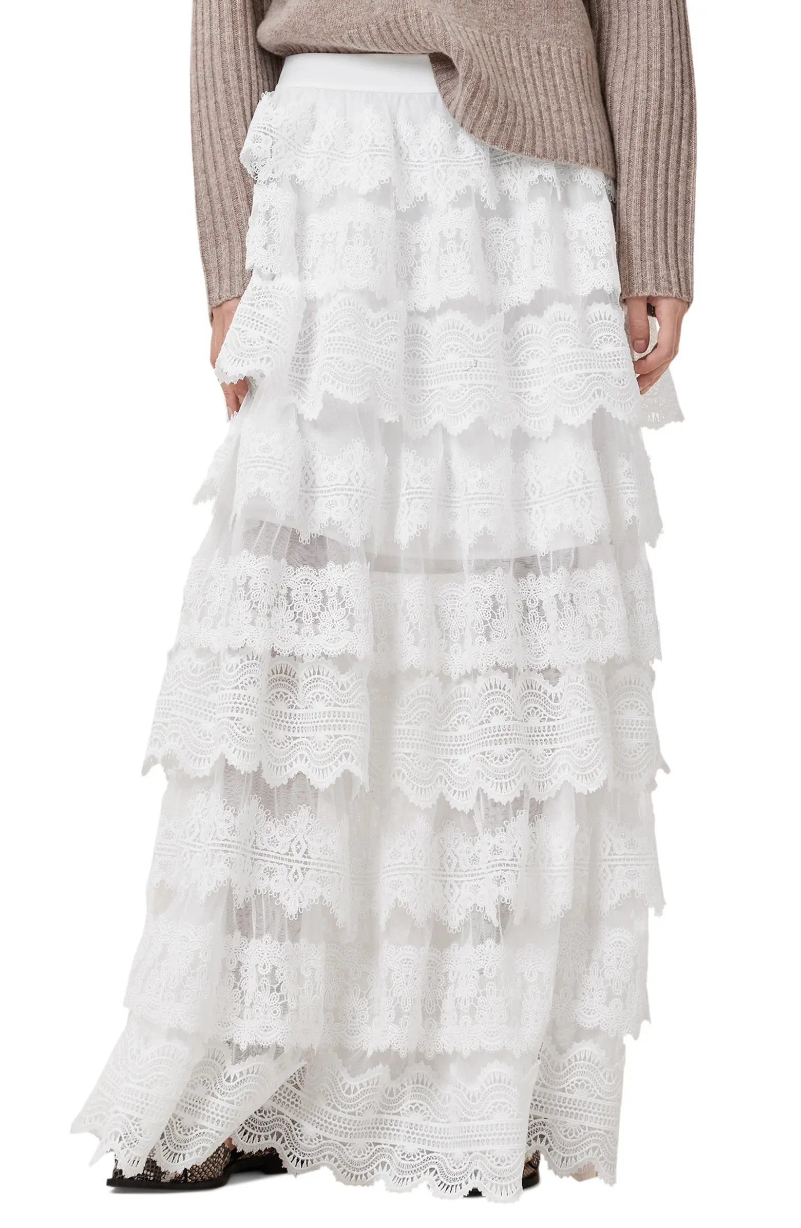 AllSaints Lizi Tiered Lace Maxi Skirt | Nordstrom | Nordstrom