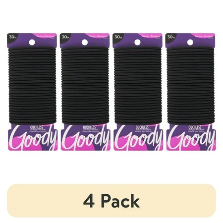 (4 pack) Goody Ouchless® Black Hair Elastics No Metal Gentle Hair Ties 30 Ct | Walmart (US)