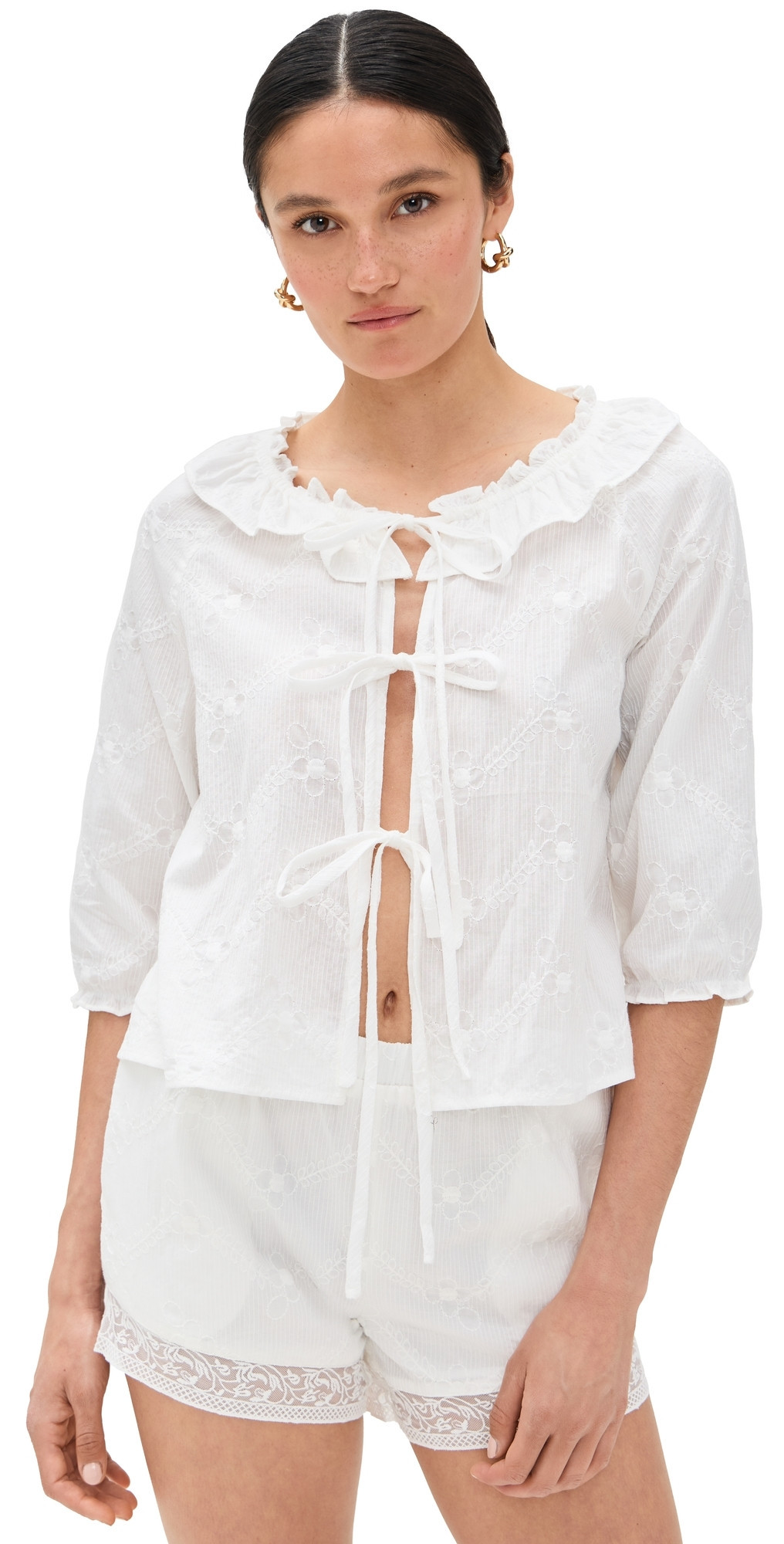 Bailey Rose Embroidered Top White L | Shopbop