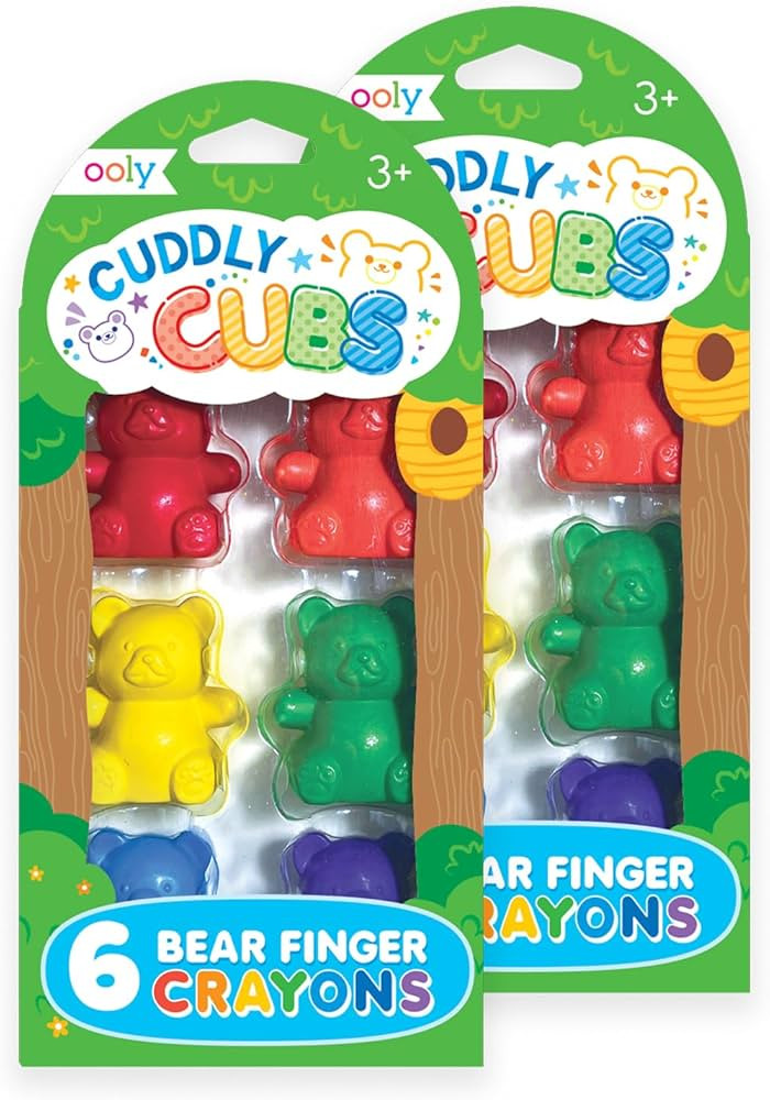 Ooly Cuddly Cubs Bear Finger Tip Crayons for Toddlers and Little Hands [Set of 12], Non-Toxic Cub... | Amazon (US)