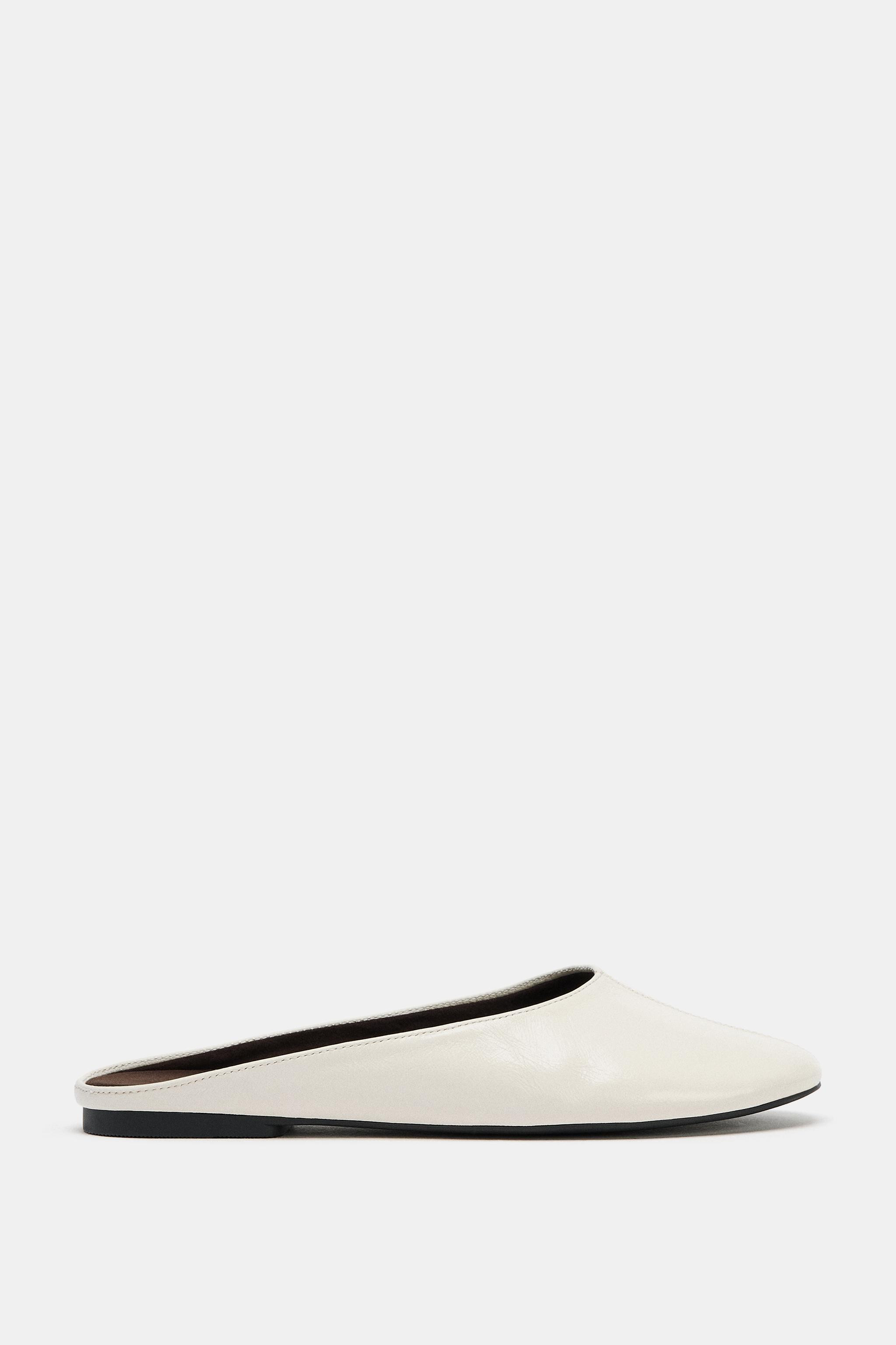 LEATHER SLINGBACK FLATS | Zara Canada