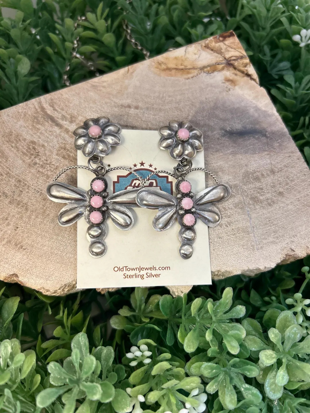 Pink Conch Shell Dragonfly Sterling Silver Antique Post Earrings - Etsy | Etsy (US)