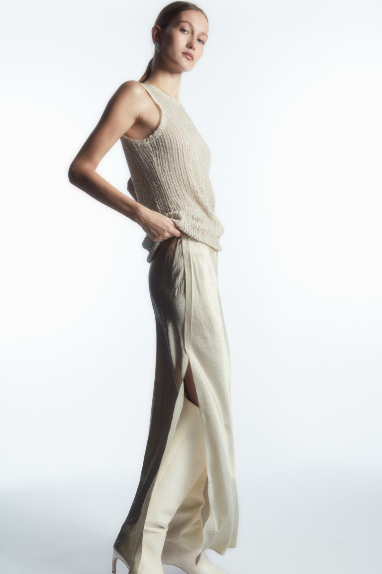 CRINKLED-SATIN MAXI SKIRT | H&M (UK, MY, IN, SG, PH, TW, HK)