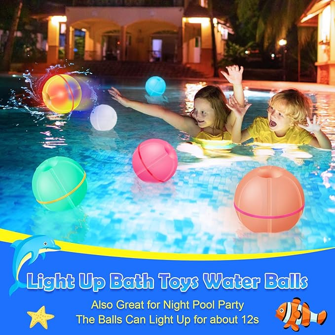 Light Up Reusable Water Balloons，12 Pcs Magnetic Silicone Water Bomb Self Sealing Quick Fill，... | Amazon (US)