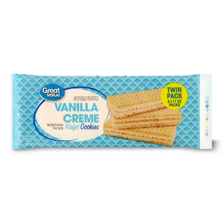 Great Value Vanilla Flavor Creme Wafer Cookies Twin Pack, 11 oz | Walmart (US)
