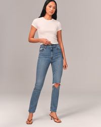 Women's Ultra High Rise Slim Straight Jean | Women's Bottoms | Abercrombie.com | Abercrombie & Fitch (US)