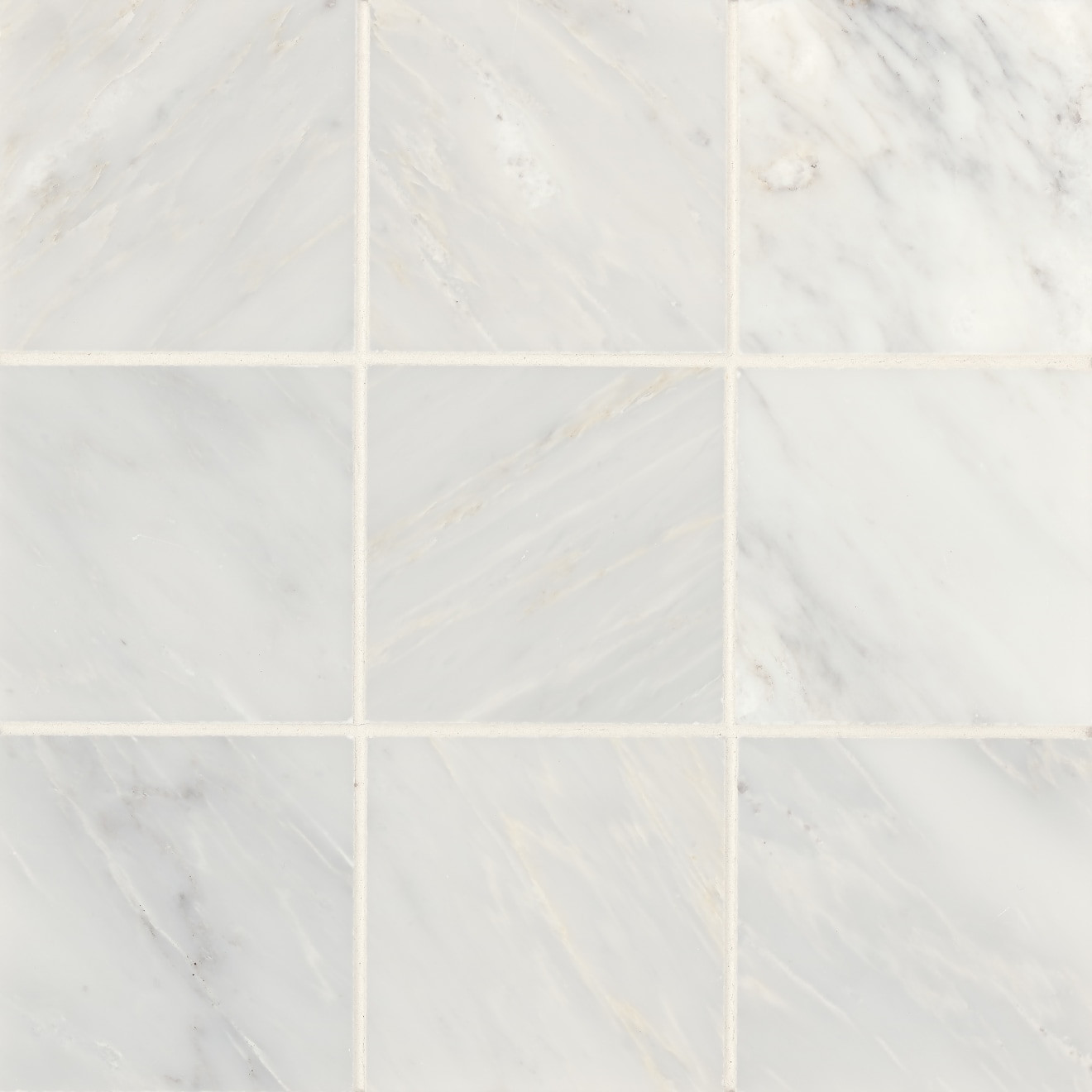 Monet 4" x 4" Honed Marble Decorative Tile in White Carrara | Bedrosians Tile and Stone