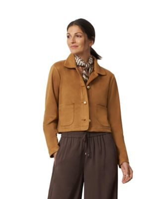 Cable & Gauge Women's Knit Sueded Cropped Jacket - Camel | Macy's
