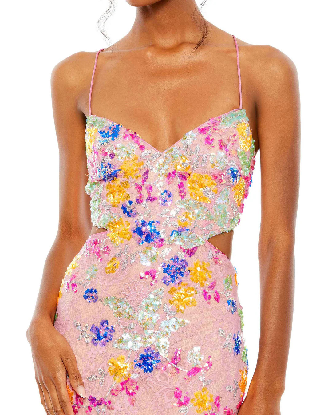 Embellished Lace Strappy Column Gown | Mac Duggal