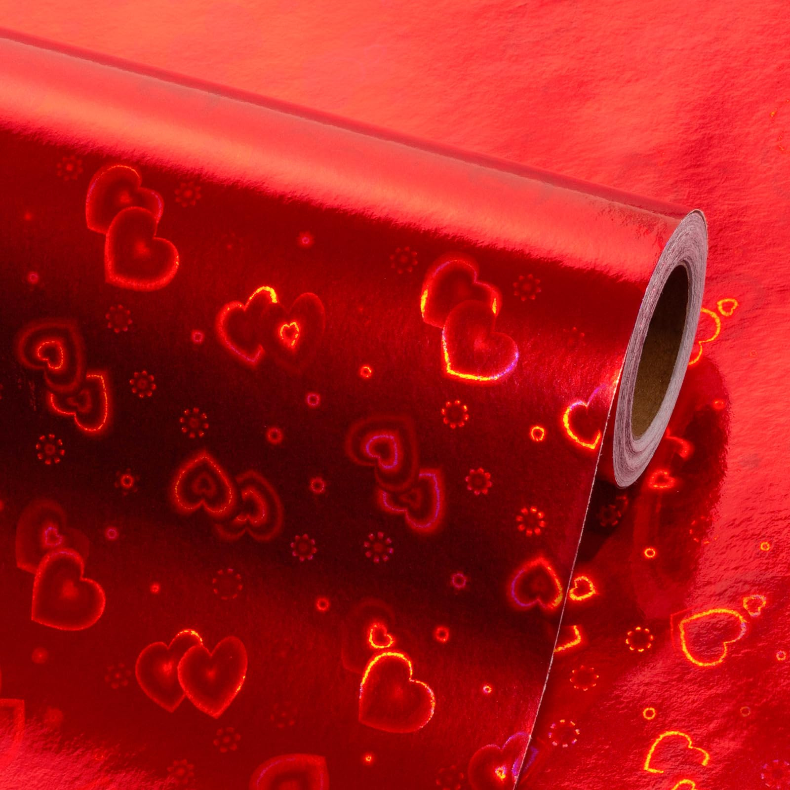 Flyhill Red Wrapping Paper-Mini Roll 17inch*32.8ft（46.8sq.ft.ttl- Holographic Foil Gift Paper w... | Amazon (US)