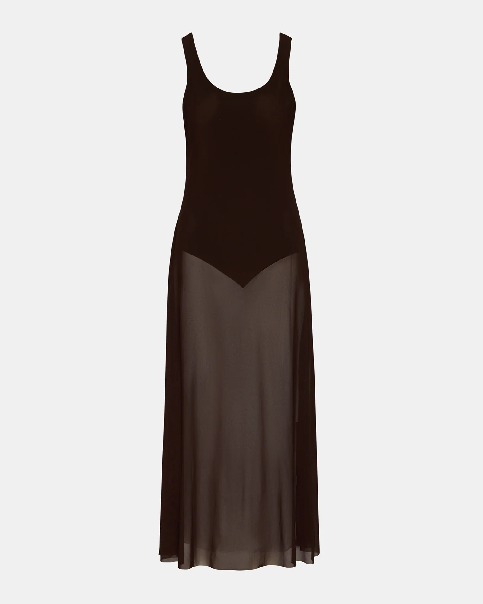 SHARLENE Chicory Coffee Mesh Sleeveless Women's Maxi Dress | Steve Madden (US)