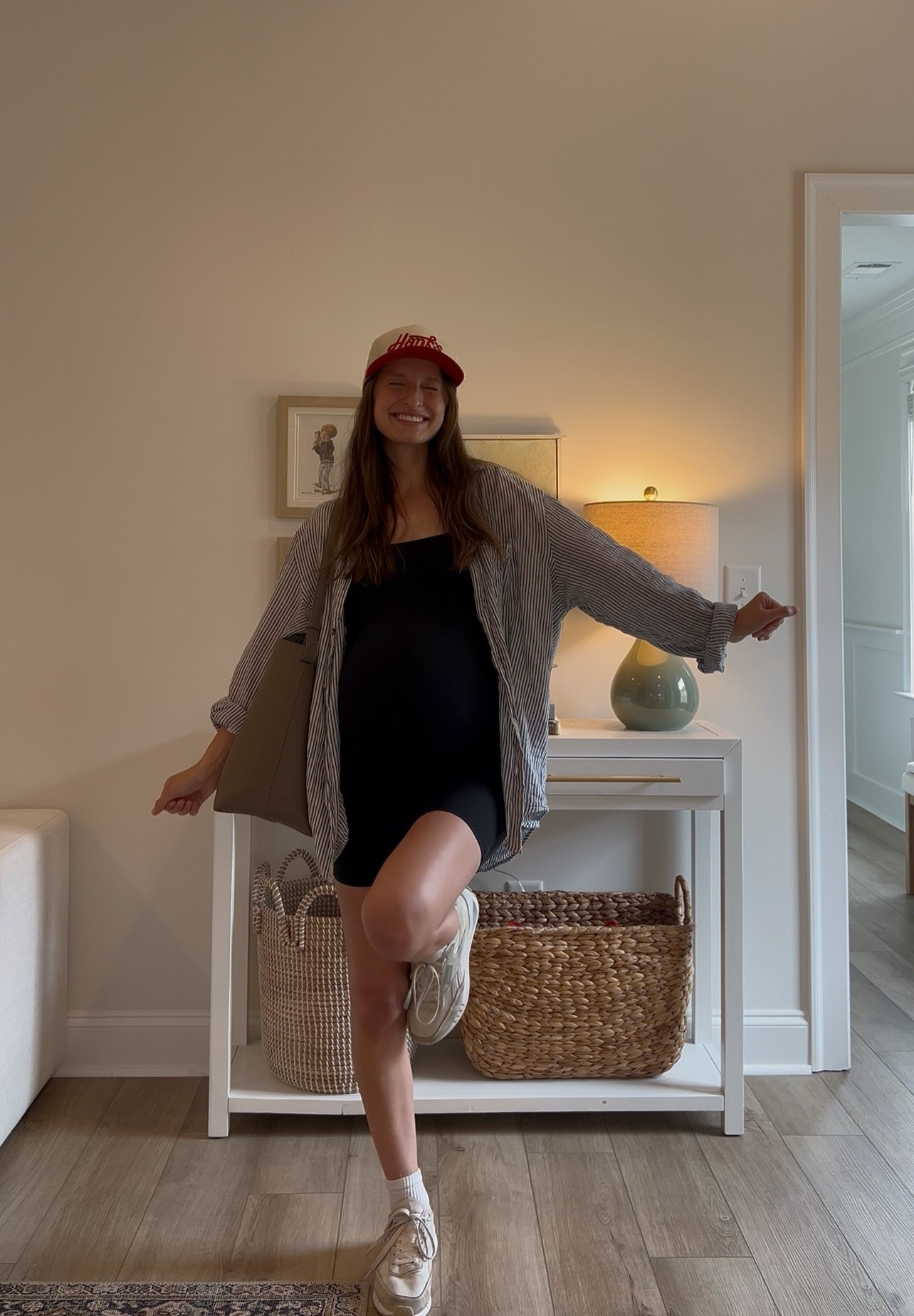 8 months pregnant ootd! 🍓👟😇🫶🏻 this jumpsuit has carried me through this pregnancy!! So stretchy & so comfy, what’s not to love🤭 

#pregnancystyle #pregnancyootd #pregnancyoutfit #bumpfriendly #dressingthebump

#LTKootd #LTKmomlife #LTKBump
