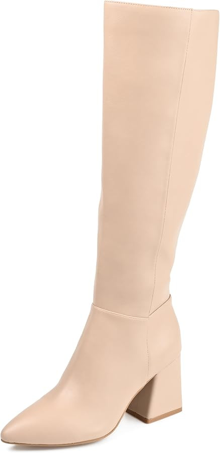 Journee Collection Womens Landree Boot with Block Heel and Zipper Entry | Amazon (US)