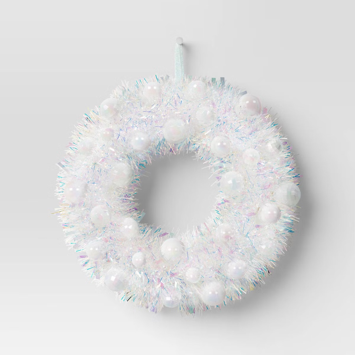 Christmas Tinsel Wreath with Plastic Balls Iridescent - Wondershop™ | Target