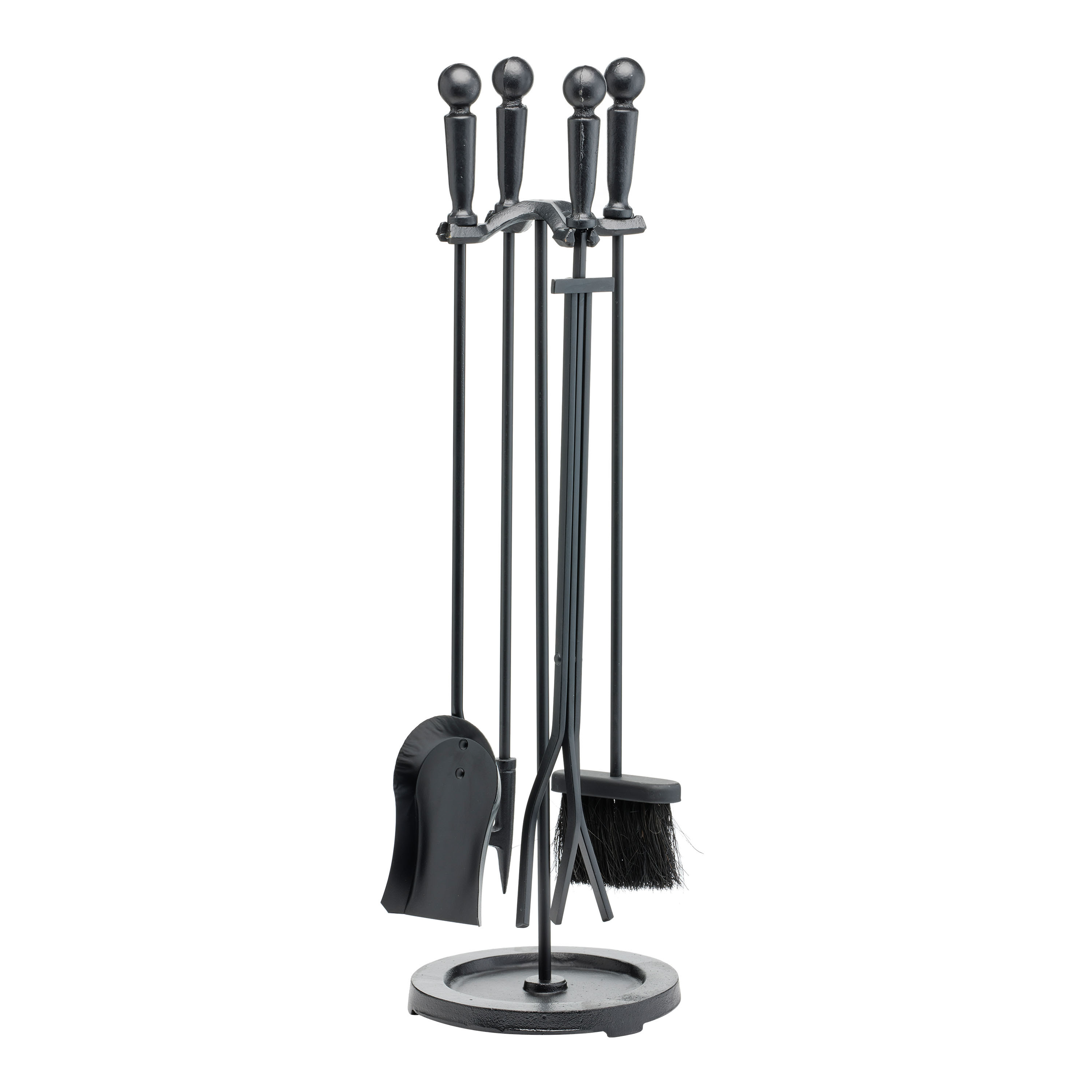 Black Iron Cylinder Ball Handle 5 Piece Fireplace Tool Set | World Market