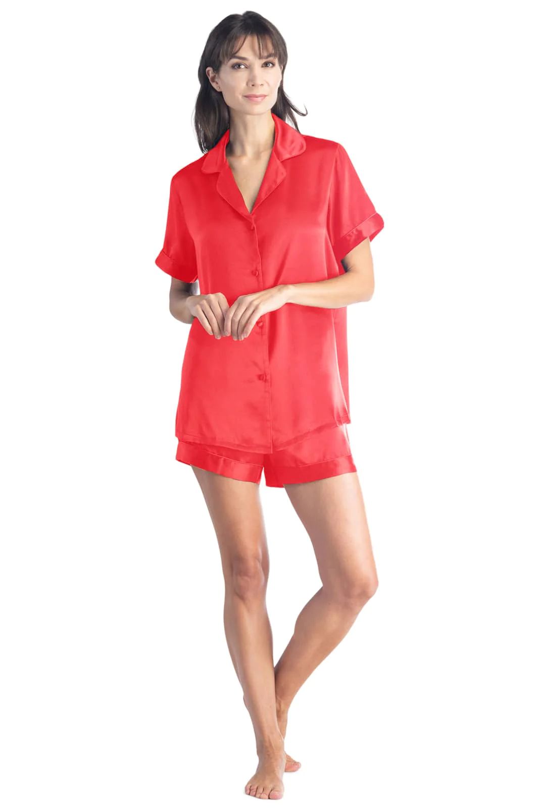 Women's 100% Mulberry Silk Short Sleeve Pajama Set with Gift Box | Fishers Finery (US)