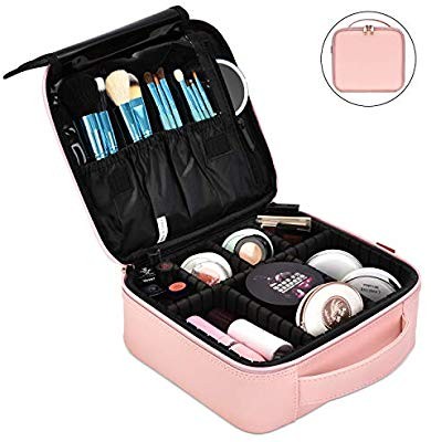 NiceEbag Makeup Bag Travel Cosmetic Bag for Women Cute Makeup Case Large Leather Cosmetic Train C... | Amazon (US)