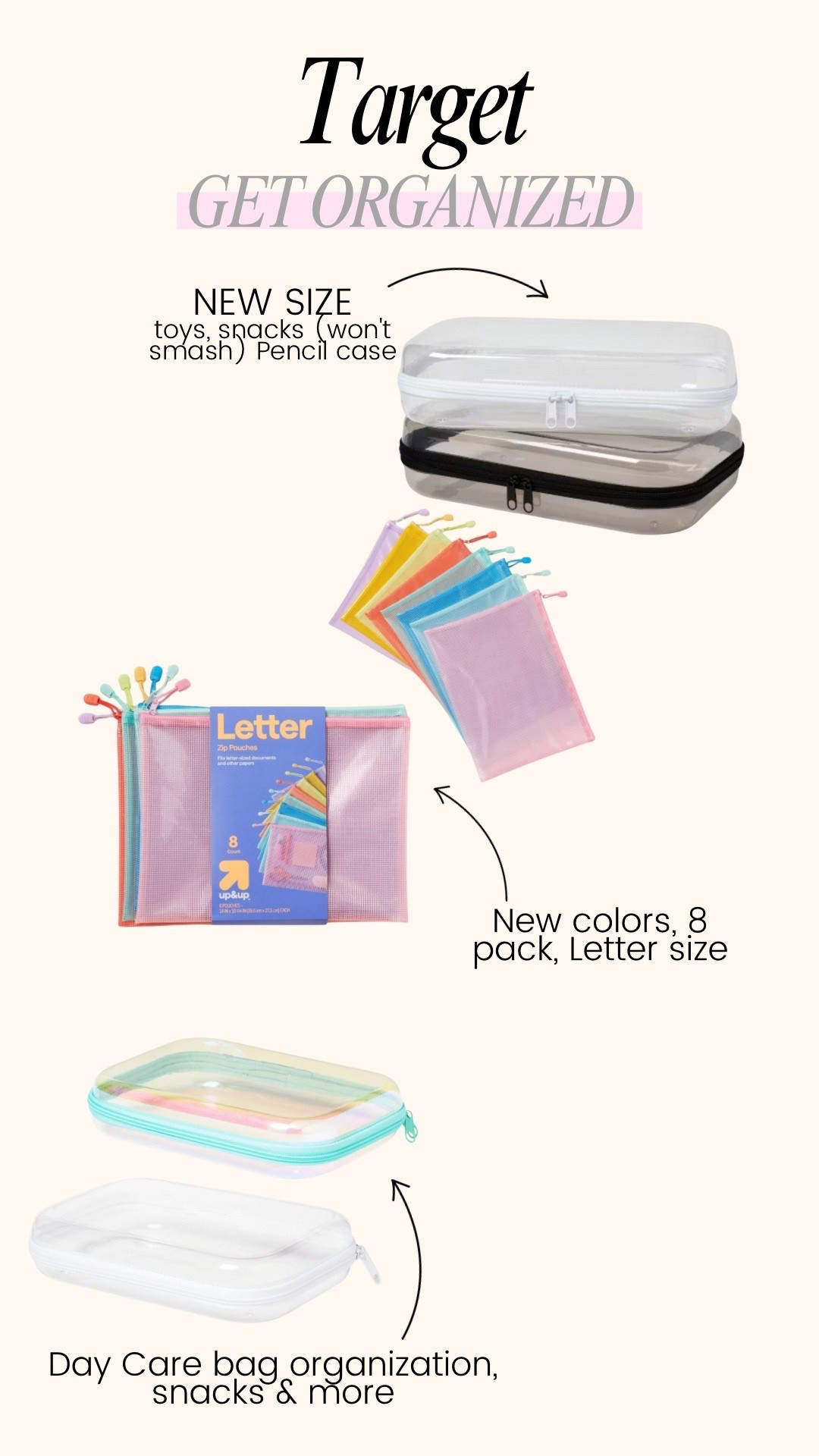 Get organized with these viral containers from Target. Use them for day care bag organization, travel, airplane kit, snacks in your bag or kids bag- the snacks won’t smash which is soooo good! 

These are only available during back to school season.



#LTKKids #LTKBaby #LTKSeasonal