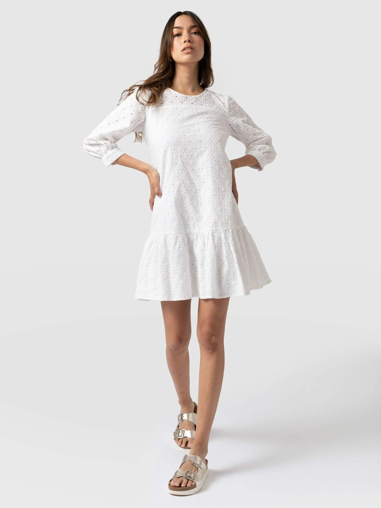 Carnaby Mini Dress - White Broderie | Saint + Sofia (Global)
