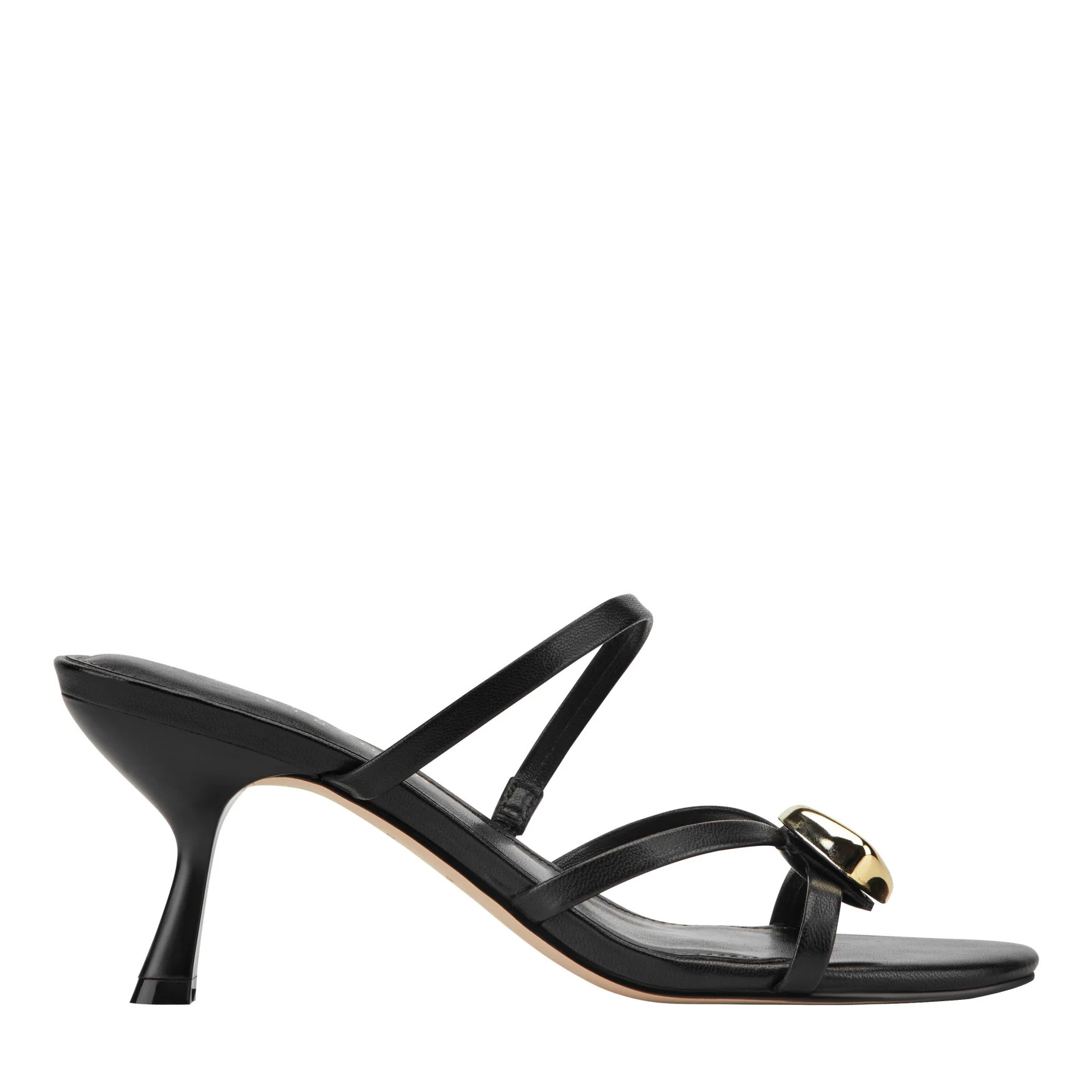 Women's Natesa Leather Embellished Sandal - Black Leather | Marc Fisher Footwear | Marc Fisher