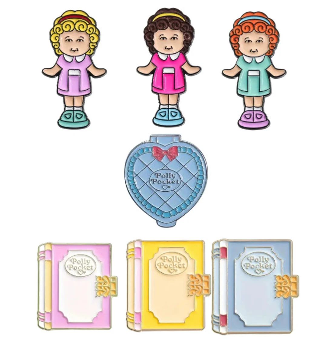 Curated Polly Pocket Trio Enamel Pin Set 1 Doll, 1 Case, 1 Book - Etsy | Etsy (US)