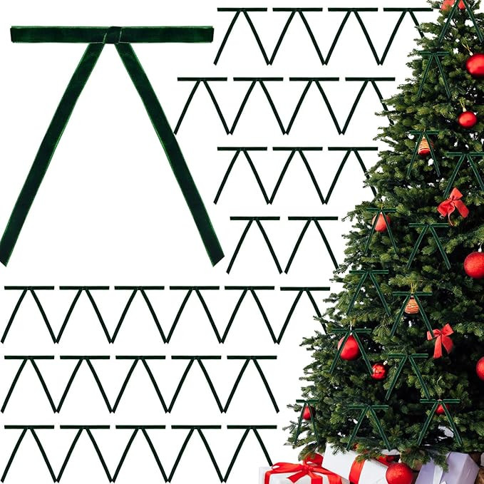 30 Pcs Christmas Velvet Wreath Bow, 5 x 7 Inch Vintage Velvet Ribbon Bows Rustic Crafts Gift Bows... | Amazon (US)