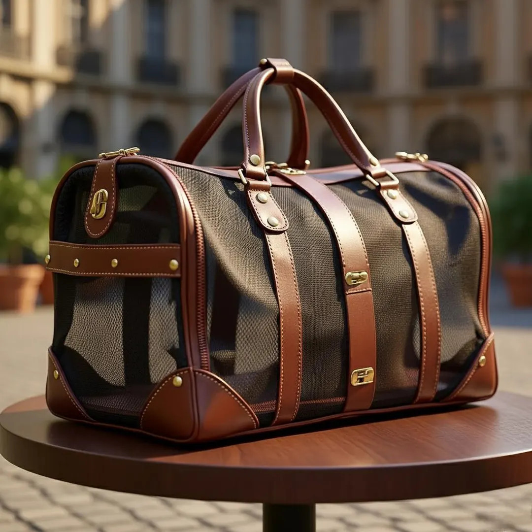 Handcrafted Premium Leather Dog Tote | Lightweight Pet Handbag | Elegant Cat Carrier | Golden Acc... | Etsy (US)