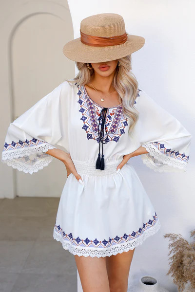 Dacia Tribal Print Tassel Smocked Top | Cupshe US