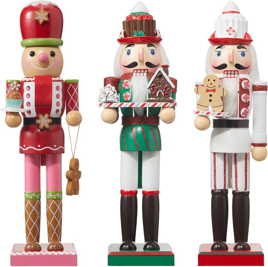Geetery 3 Pcs Nutcracker Christmas Decorations 14 Inch Wooden Nutcracker Figures Christmas Nutcra... | Amazon (US)
