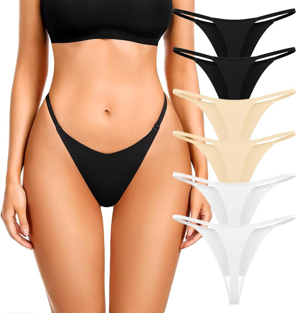 Leafigure G-String Thongs for Women, T Back Seamless Underwear Panties for Ladies | Amazon (US)