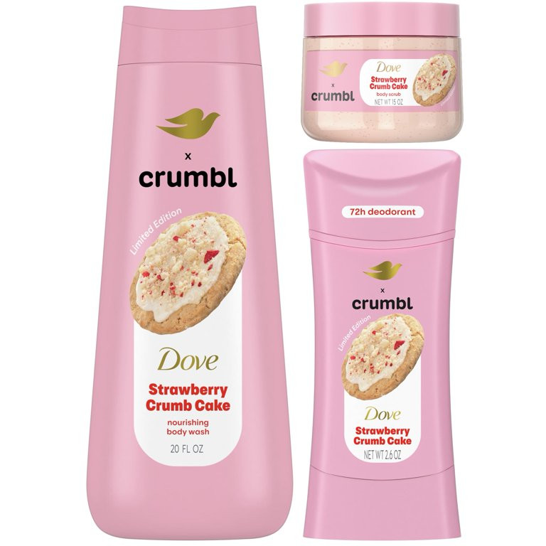 Dove x Crumbl Strawberry Cookie Body Wash, Scrub, & Deodorant Set | Walmart (US)