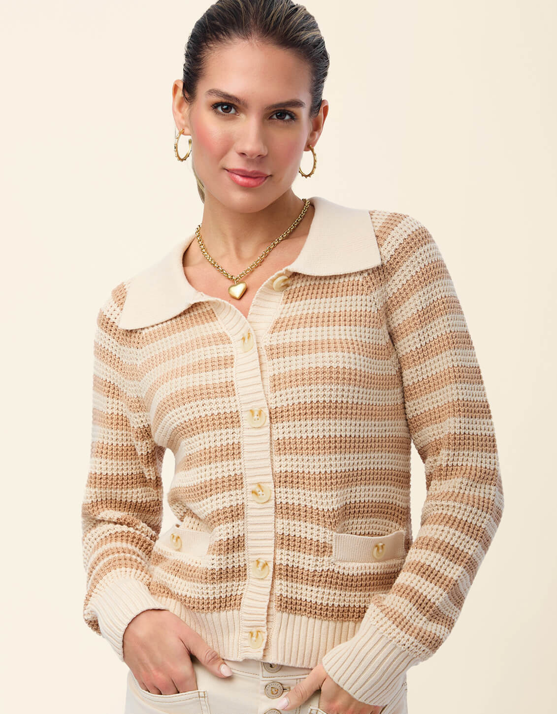 Lydie Cardigan Sandcastle Stripe | Spartina 449