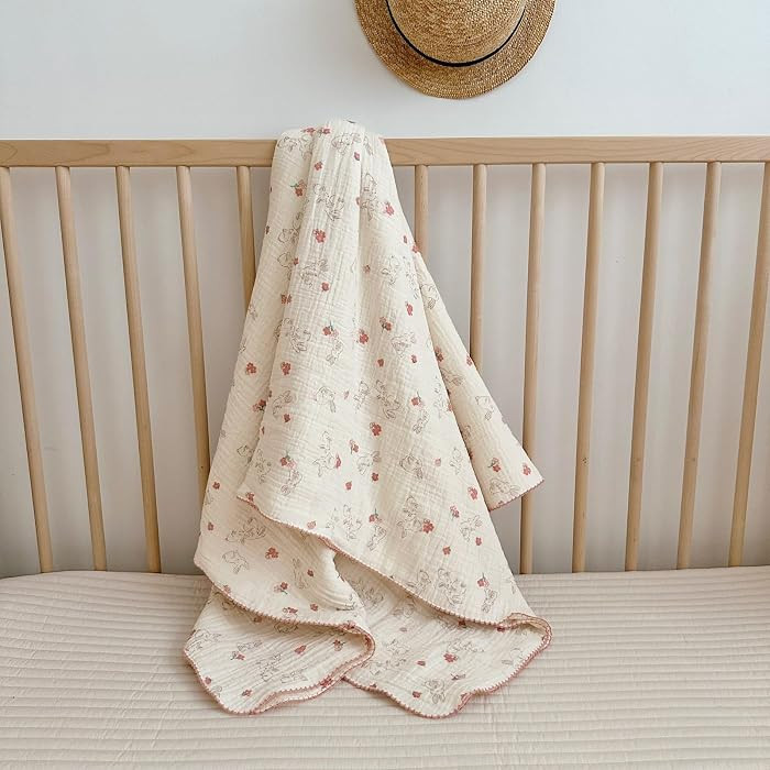 Baby Blankets for Girls Soft Lightweight Muslin Cotton Toddler Blanket Baby Quilts 2 Layer Gauze ... | Amazon (US)