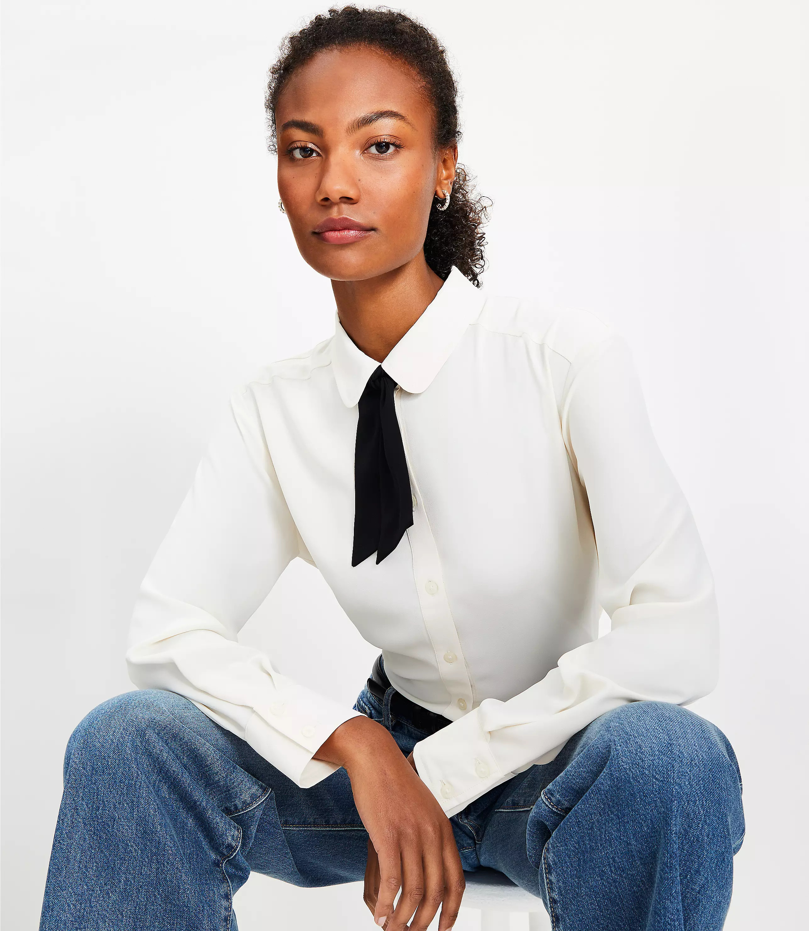 Bow Relaxed Shirt | LOFT